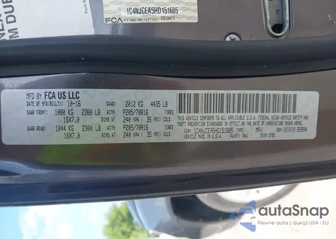 2017 Jeep Compass Latitude Fwd z USA, uszkodzony, nr VIN 1C4NJCEA5HD151605